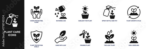 Plant Care Line Icon Set