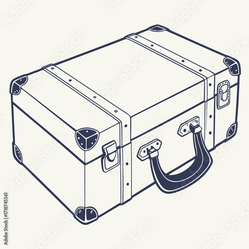 Vintage Trunk Luggage with Leather Straps and Metal Clasps Keywords: vintage, trunk, luggage