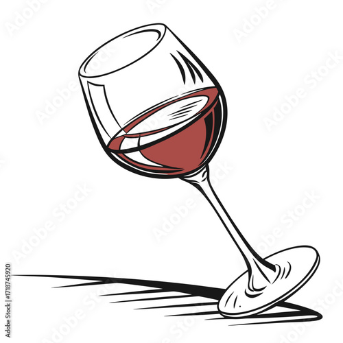 Wine Glass with Red Wine and Shadow beverage drink