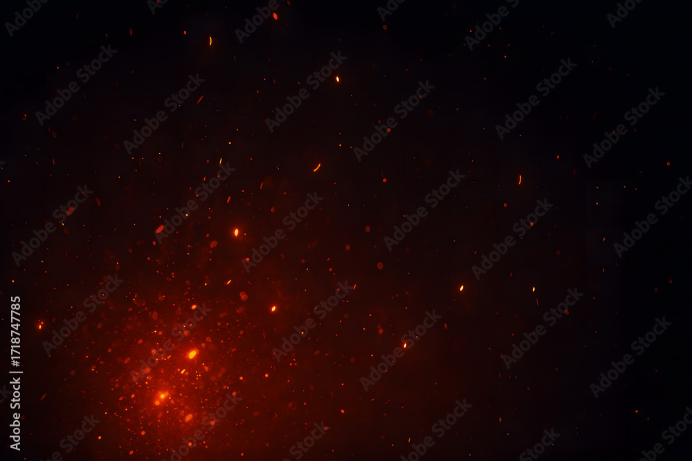 Fototapeta premium Glowing Fire Embers on Dark Background – Abstract Heat Sparks