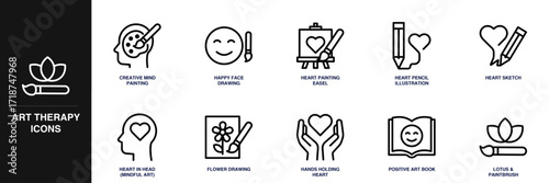 Art Therapy Line Icon Set