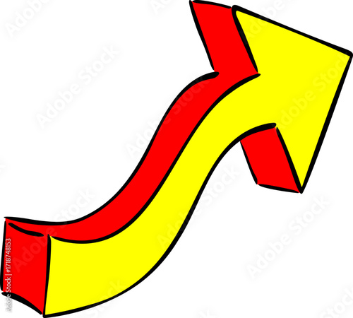 Cartoon Arrow Curving Upward Illustration