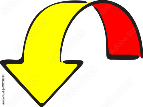 Handdrawn Arrow Down and Back Illustration