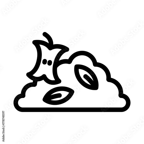 Compost Pile with Peels Line Icon of Composting Icon Set