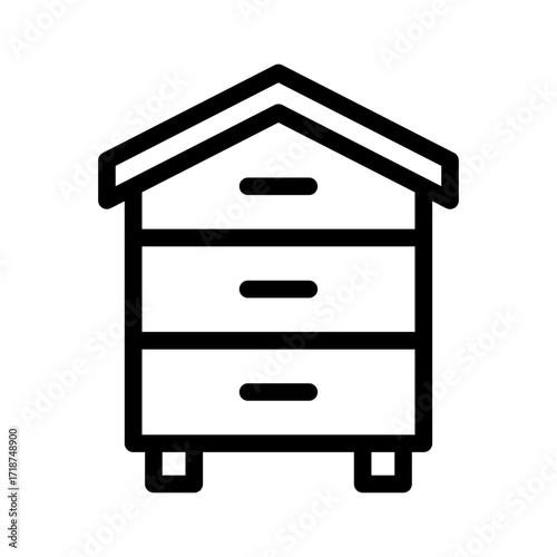 Beehive Box Line Icon of Beekeeping Icon Set