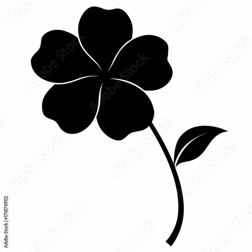 oxalis corniculata flower silhouette vector on white