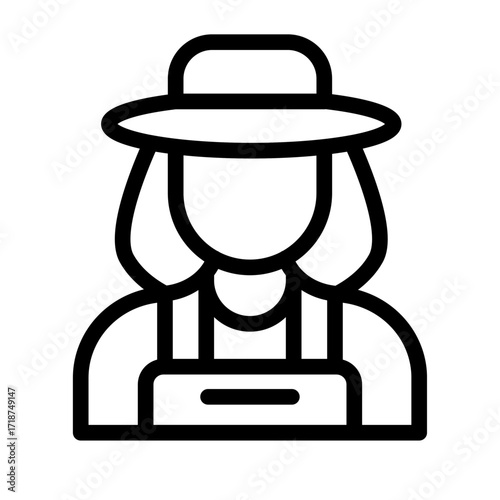 Farmer Portrait Line Icon of Farmers Markets Icon Set