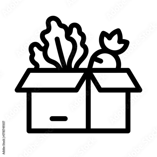 Produce Delivery Box Line Icon of Community-Supported Agriculture (CSA) Icon Set