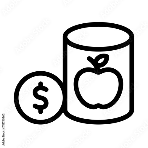 Food Funds and Canned Goods Line Icon of Food Banking Icon Set