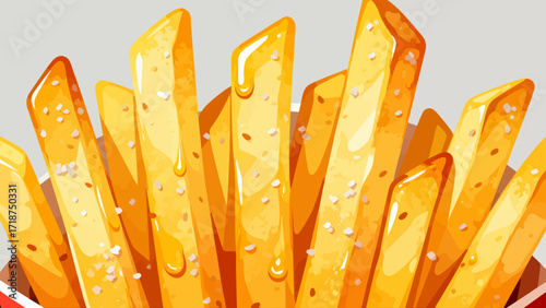 French fries fast food, hand-drawn vector illustrations
