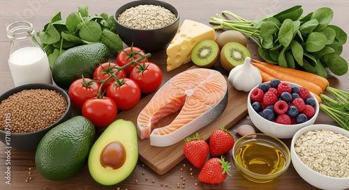 Bright Delicious Healthy Food Arrangement Still Life Display Composition