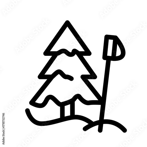 Ski Trail with Tree Line Icon of Skiing Resorts Icon Set