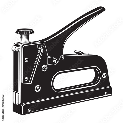 Black staple gun Silhouette Vector, High Quality Illustration on White Background