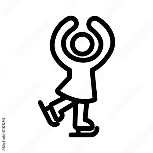 Figure Skater Line Icon of Ice Skating Icon Set