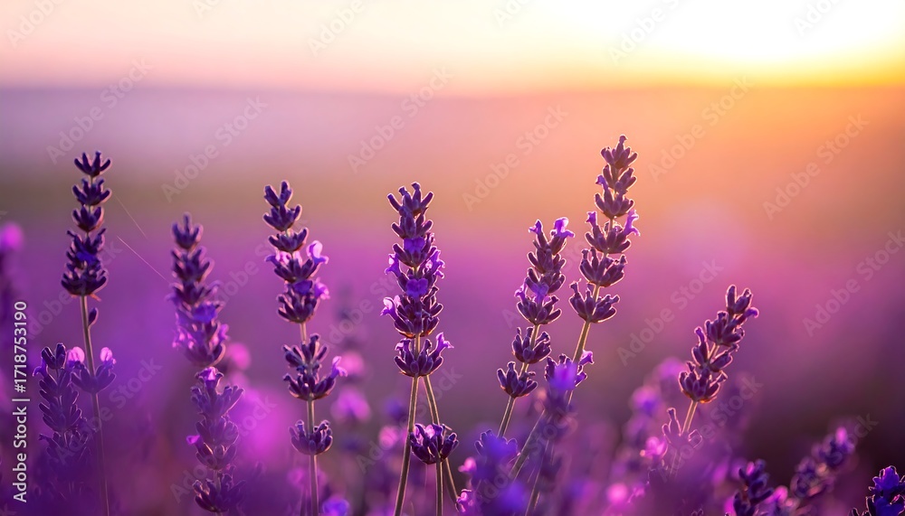 Fototapeta premium Beautiful Lavender Field at Sunset.