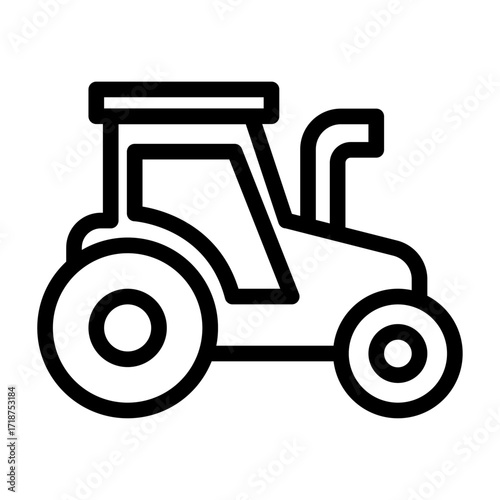 Farm Tractor Line Icon of Livestock Farming Icon Set