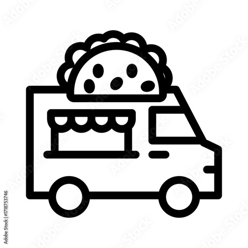 Taco Truck Line Icon of Food Trucks Icon Set
