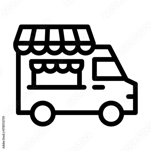 Street Food Truck (Awning) Line Icon of Food Trucks Icon Set