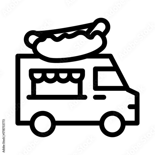 Sausage Truck Line Icon of Food Trucks Icon Set