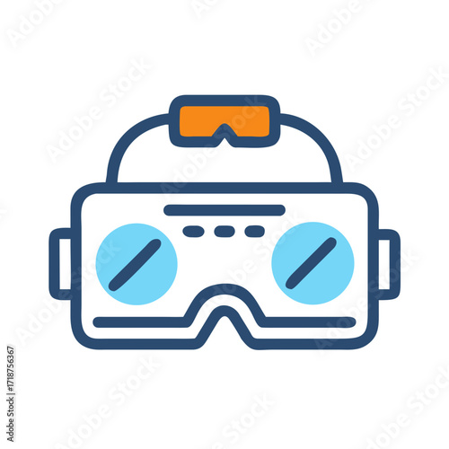 VR Smart Glasses Headset Icon with Sensors
