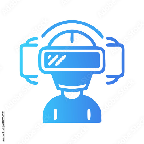 VR User with Immersive Environment Headset Gradient Icon