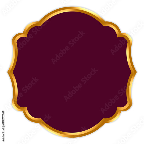 Royal maroon badge with gold outline – Premium emblem for logos, product labels, and exclusive branding.