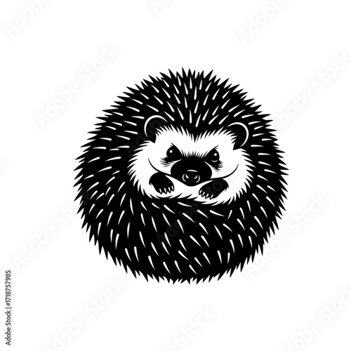 Cute hedgehog silhouette illustration isolated on white background