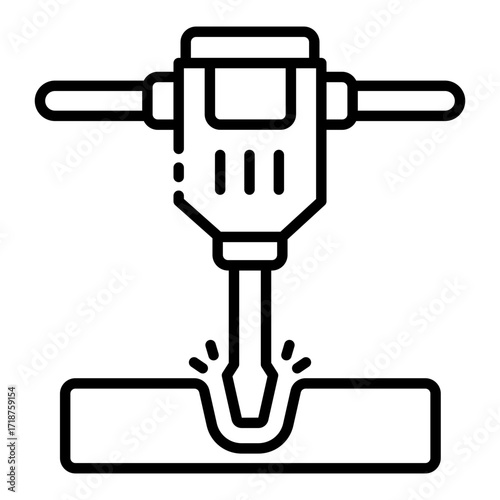 jack hammer icon for breaking concrete in construction work site