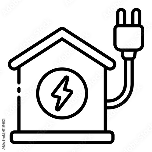 electricity house icon for representing power supply in building