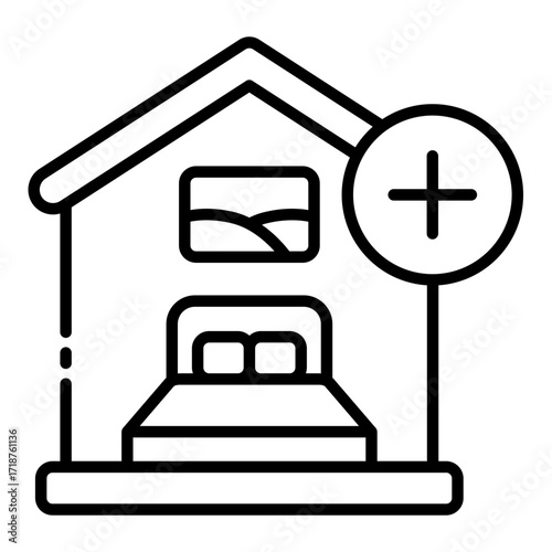add room icon used for house extension or home renovation project