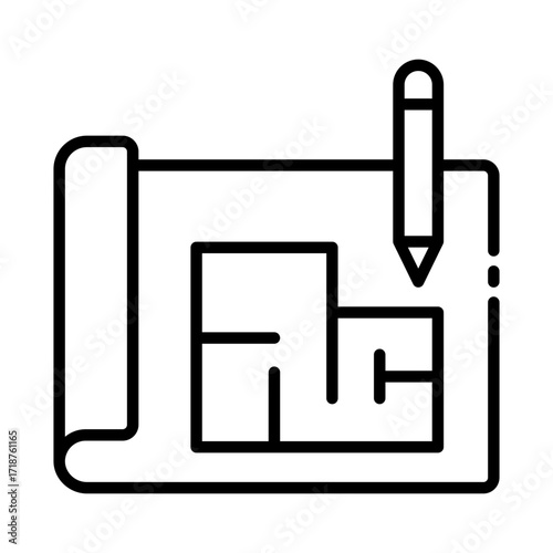 blueprint icon used for construction planning and house design project