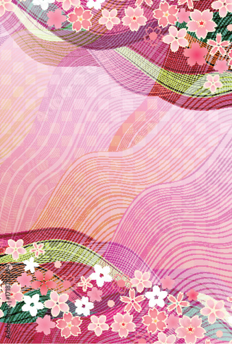 桜　和柄　年賀状　背景	