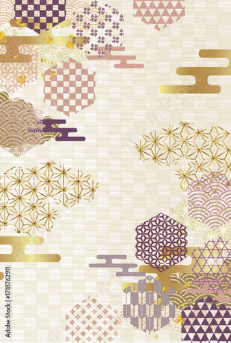金　和柄　年賀状　背景	