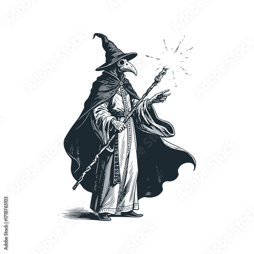 Medieval Plague Doctor as wizard