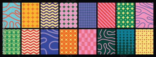 Set of seamless pink geometric patterns for wallpaper and textile design