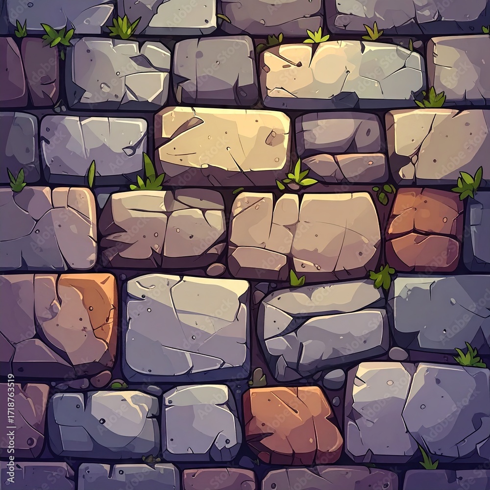 A detailed illustration of a stone wall