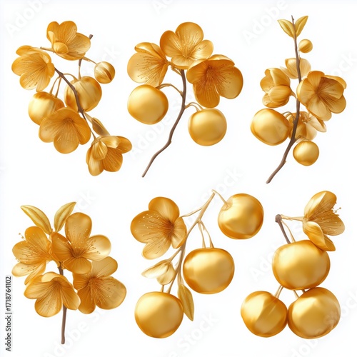 Metallic golden cherry/plum bossom/flowers for Chinese New Year. 