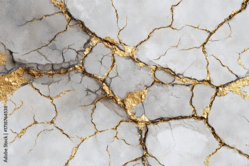 Obraz premium Seamless pattern of irregular mosaic with golden cracks and ornamental design in soft pastel tones