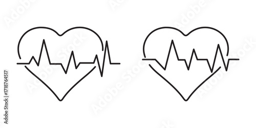 Heart beat icon set. Heartbeat, Heart and cardiorgam. heart beat pulse flat icon for medical apps and websites. vector illustration on white background