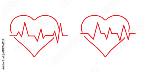 Heart beat icon set. Heartbeat, Heart and cardiorgam. heart beat pulse flat icon for medical apps and websites. vector illustration on white background