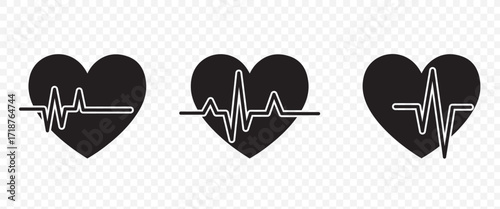 Heart beat icon set. Heartbeat, Heart and cardiorgam. heart beat pulse flat icon for medical apps and websites. vector illustration on white background