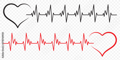Heartbeat line with shape of heart. Healthy electrocardiogram or ECG. One pulse line. Beautiful health cardiogram infographic. Flat healthcare rate design icon. Medical vector illustration.