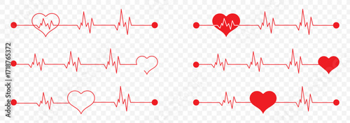 Heartbeat, vector rhythm with heart one line, love and inspiration for Valentine day