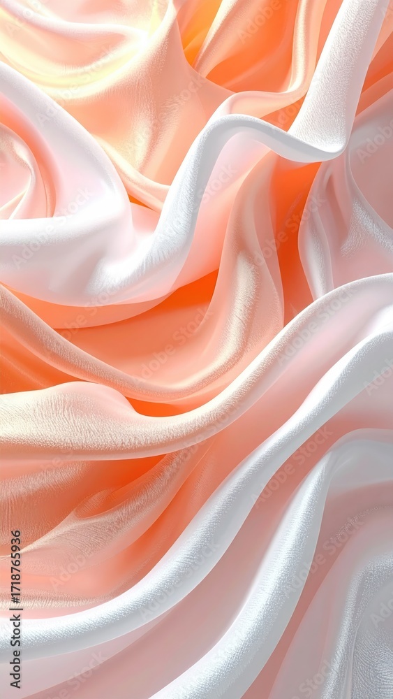 Fototapeta premium Soft, flowing satin in peach and white