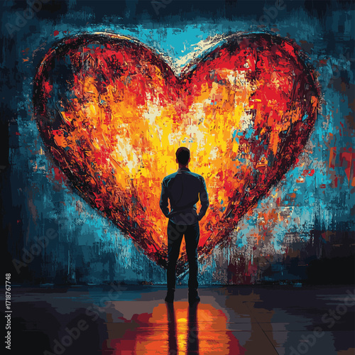Giant painting of a heart on a wall