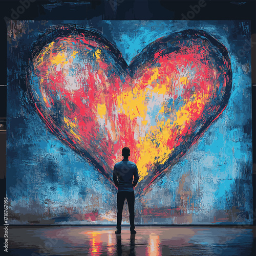 Giant painting of a heart on a wall