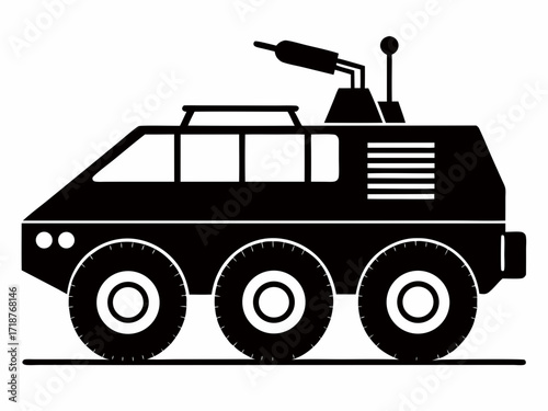 Mortar carrier black vector silhouette on white background