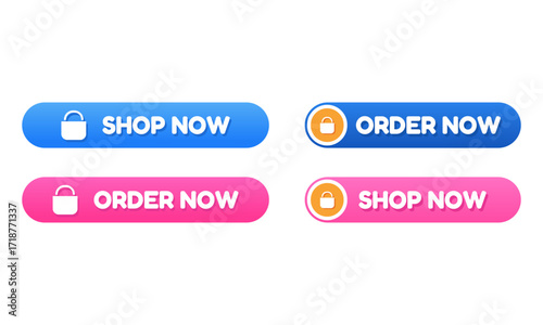 A Collection of Modern and Stylish Shop Now and Order Now Buttons for E-commerce Websites and Mobile Applications