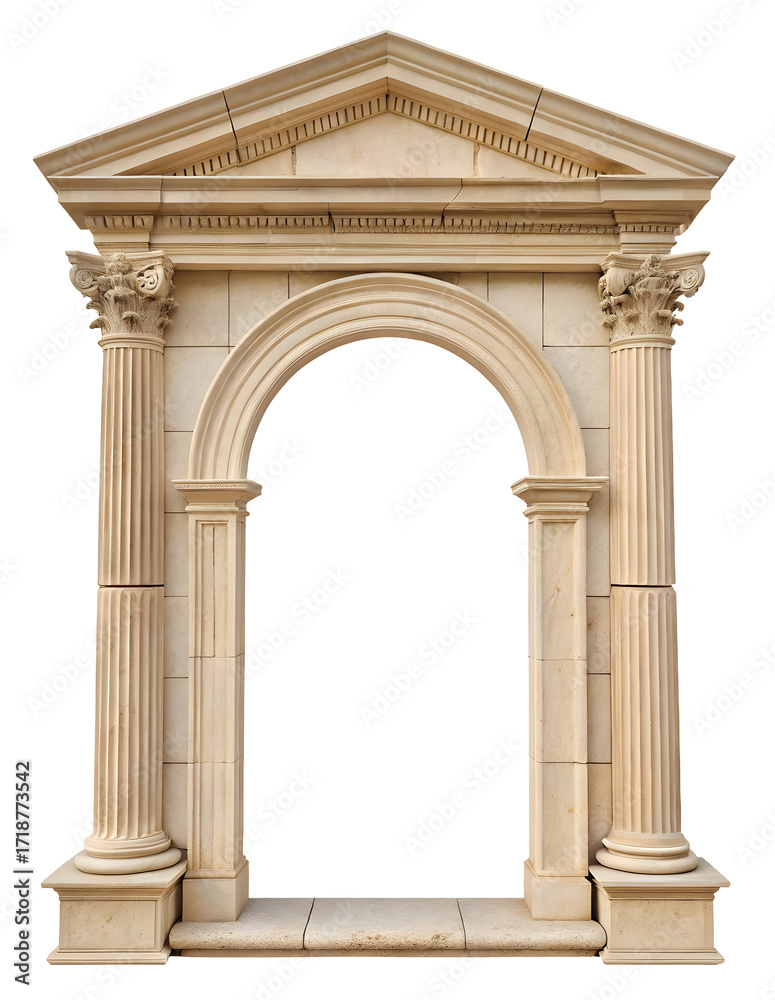 Fototapeta premium Classic antique gate with pillars isolated white or transparent backgroun