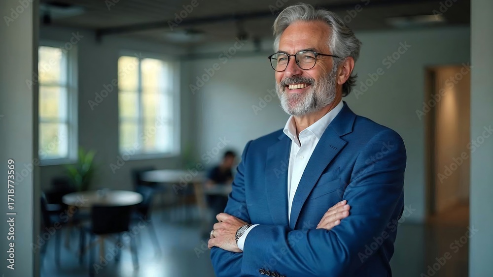 Fototapeta premium Confident senior businessman smiling in modern office Portrait